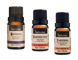 Kit 3 Óleos Essenciais Lavanda - Laranja Doce - Tangerina 100% Puro Via Aroma