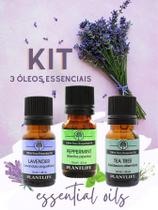 Kit 3 Óleos Essenciais Lavanda, Melaleuca e Menta Piperita