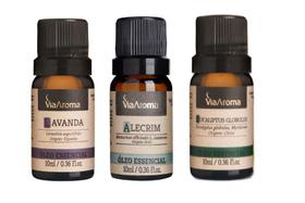 Kit 3 Óleos Essenciais Via Aroma 10ml - Lavanda - Alecrim - Eucaliptus