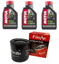 Kit 3 Óleos Motul 5000 10W30 4T 1L 660 + 1 Filtro FILTRAN CB 500F 14-17 CB 500x 14-18 CBR 500 13-18