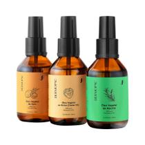 Kit 3 Óleos Vegetais Ojon, Óleo de Rícino e Alecrim, 100ml cada, Tratamento Capilar Nutritivo