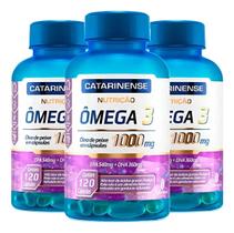 KIT 3 Ômega 3 1000mg Catarinense 120 Cápsulas Óleo de Peixe