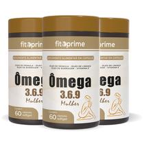 Kit 3 Ômega 3 6 9 Mulher com Óleo de Prímula Linhaça Borragem e Vitamina E 60 cápsulas Fitoprime Kit 3 Ômega 3 6 9 Mulher com Óleo de Prímula Linhaça Borragem e Vitamina E 60 cápsulas Fitoprime