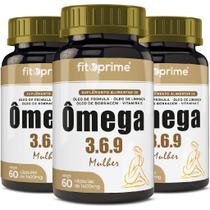 Kit 3 Ômega 3-6-9 Mulher Prímula Linhaça Borragem Vitamina E 60 Cápsulas Fitoprime