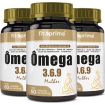 Kit 3 Ômega 3-6-9 Mulher Prímula Linhaça Borragem Vitamina E 60 Cápsulas Fitoprime