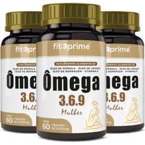 Kit 3 Ômega 3-6-9 Mulher Prímula Linhaça Borragem Vitamina E