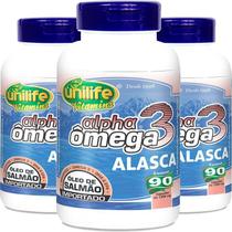 Kit 3 Ômega 3 Alpha Óleo de Salmão 1200mg 90 cápsulas Unilife