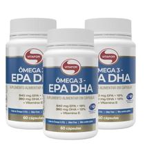 Kit 3 Ômega 3 DHA 540mg EPA 360mg Vitamina E 60 Cap Vitafor