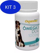 Kit 3 Omega 3 Dog 1000 Mg Organnact Frasco 30 cápsulas - 30