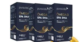 Kit 3 Omega 3 Epa Dha + Vitamina E 10mg 60 Caps Puravida