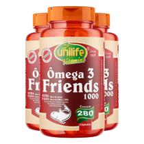 Kit 3 Ômega 3 Friends 1200mg óleo de Peixe 280 cápsulas Unilife Kit 3 Ômega 3 Friends 1200mg óleo de Peixe 280 cápsulas Unilife