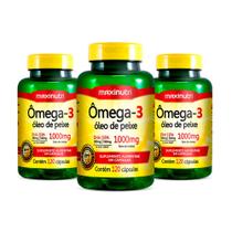 Kit 3 Ômega 3 Óleo de Peixe 120 Cápsulas 1000mg Maxinutri Kit 3 Ômega 3 Óleo de Peixe 120 Cápsulas 1000mg Maxinutri