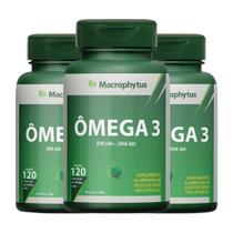 Kit 3 Ômega 3 Óleo de Peixe 540mg EPA 360mg DHA Livre Metais Pesados 120 Cápsulas Macrophytus