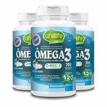 Kit 3 Ômega 3 Óleo de Peixe Unilife 120 Cápsulas 700mg Kit 3 Ômega 3 Óleo de Peixe Unilife 120 Cápsulas 700mg