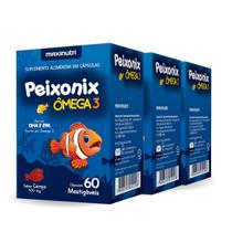 Kit 3 Ômega 3 Peixonix 400mg 60 cápsulas Mastigáveis Sabor Cereja Maxinutri Kit 3 Ômega 3 Peixonix 400mg 60 cápsulas Mastigáveis Sabor Cereja Maxinutri