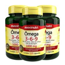 Kit 3 Ômega Triplo 3-6-9 1000mg 120 Capsulas Maxinutri