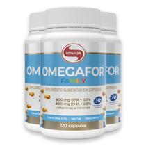 Kit 3 Omegafor Family Ômega 3 Vitafor 120 Cápsulas