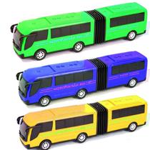 Kit 3 Ônibus Grande Brinquedo Sanfonado Miniatura Articulado