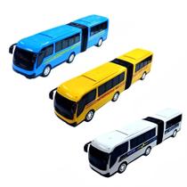 Kit 3 Ônibus Grande Brinquedo Sanfonado Miniatura Articulado