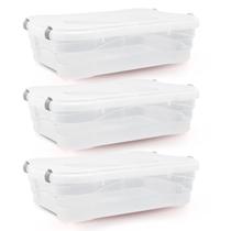 Kit 3 Organizador 23 Litros com Trava Caixa Multiuso Jaguar