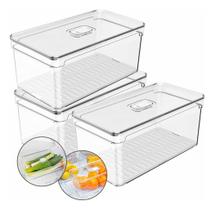 Kit 3 Organizador Clear Fresh Geladeira Frutas Empilhável 5L