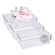 Kit 3 Organizador Closet Transparente Acrilico Calcinhas Meias