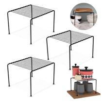 Kit 3 Organizador de Armário 22cm Aramado Cor Preto ou Branco Prateleira Suporte Aço Pratos Gaveta