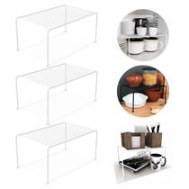 Kit 3 Organizador de Armário 32cm Aramado Cor Preto ou Branco Prateleira Suporte Aço Pratos Gaveta Kit 3 Organizador de Armário 32cm Aramado Cor Preto ou Branco Prateleira Suporte Aço Pratos Gaveta