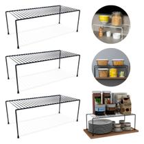 Kit 3 Organizador de Armário 42cm Aramado Cor Preto ou Branco Prateleira Suporte Aço Sapateira