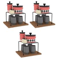 Kit 3 Organizador de Armário Multiuso Pequeno de 22cm Prateleira Aramado Preto