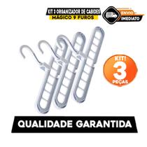 Kit 3 Organizador de Cabides Mágico 9 Furos Cabideiro Casa Roupas Multiuso Kit 3 Organizador de Cabides Mágico 9 Furos Cabideiro Casa Roupas Multiuso