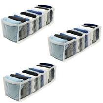 Kit 3 Organizador de Gavetas Transparente e Branco 11 Nichos Colmeia 10x34x10 123Organizei Kit 3 Organizador de Gavetas Transparente e Branco 11 Nichos Colmeia 10x34x10 123Organizei