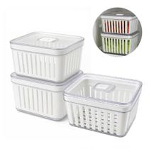 Kit 3 Organizador de Geladeira 3,8L Cesto Com Tampa Multiuso Alimento Verdura e Vegetal Kit 3 Organizador de Geladeira 3,8L Cesto Com Tampa Multiuso Alimento Verdura e Vegetal
