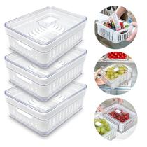 Kit 3 Organizador De Geladeira Acrílico 2,8 Litros Verduras