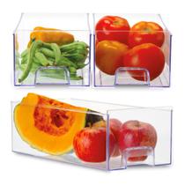 Kit 3 Organizador de Geladera Armario Gaveta Médio Acrílico Kit 3 Organizador de Geladera Armario Gaveta Médio Acrílico