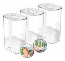 Kit 3 Organizador De Temperos Clear Fresh 2,3l Cozinha Geladeira