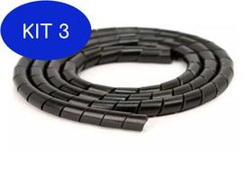 Kit 3 Organizador Fios E Cabos Espiral 1/4 Preto 5 Mts - Mw