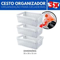 Kit 3 Organizador Geladeira Cesto Transparente Cozinha 11L Kit 3 Organizador Geladeira Cesto Transparente Cozinha 11L