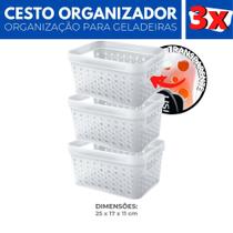 Kit 3 Organizador Geladeira Cesto Transparente Cozinha 4 L