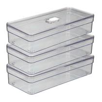 Kit 3 Organizador Multiuso Acrilico Ideal Geladeira Resistente