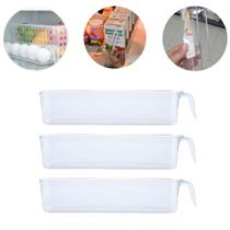 Kit 3 Organizador Multiuso De Geladeira Cozinha Armário Com Alça Kit 3 Organizador Multiuso De Geladeira Cozinha Armário Com Alça