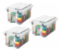 Kit 3 Organizador Plástico Empilhável Cristal Rígida Multiuso 4,3l