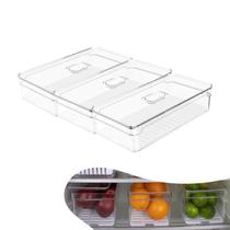 Kit 3 Organizador Porta Mantimento 2,8L C/ Tampa Geladeira Fruta Verdura Clear Fresh - Ou