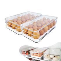 Kit 3 Organizador Porta Ovos Com Tampa Geladeira Clear Fresh - Ou