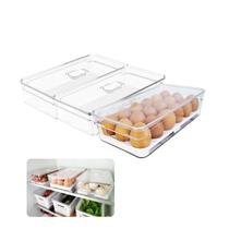 Kit 3 Organizadores 2,8 Litros Com Tampa Mantimentos Ovos Geladeira Clear Fresh - Ou