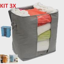 Kit 3 organizadores caixas dobravéis guarda roupa armazenar grande 50cm cobertor closet gigante