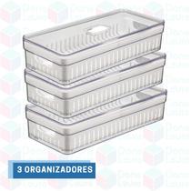 Kit 3 Organizadores Com Cesta E Tampa Guardar Verduras Frutas Kit 3 Organizadores Com Cesta E Tampa Guardar Verduras Frutas