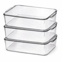 Kit 3 Organizadores Com Tampa Para Geladeira Armario Organizar Casa Decoração Cozinha Pote Estilo Hermético