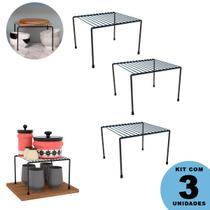 Kit 3 Organizadores Cozinha Pequeno Prateleira Aramado Pintura Epóxi - DiCarlo Kit 3 Organizadores Cozinha Pequeno Prateleira Aramado Pintura Epóxi - DiCarlo