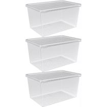 Kit 3 Organizadores de Geladeira com Tampa 2,9L Caixa Organizadora Frutas Verduras Legumes UZ